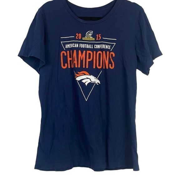 Women's Denver Broncos American Football Conference Champions T-Shirt Blue XXL - Picture 1 of 6